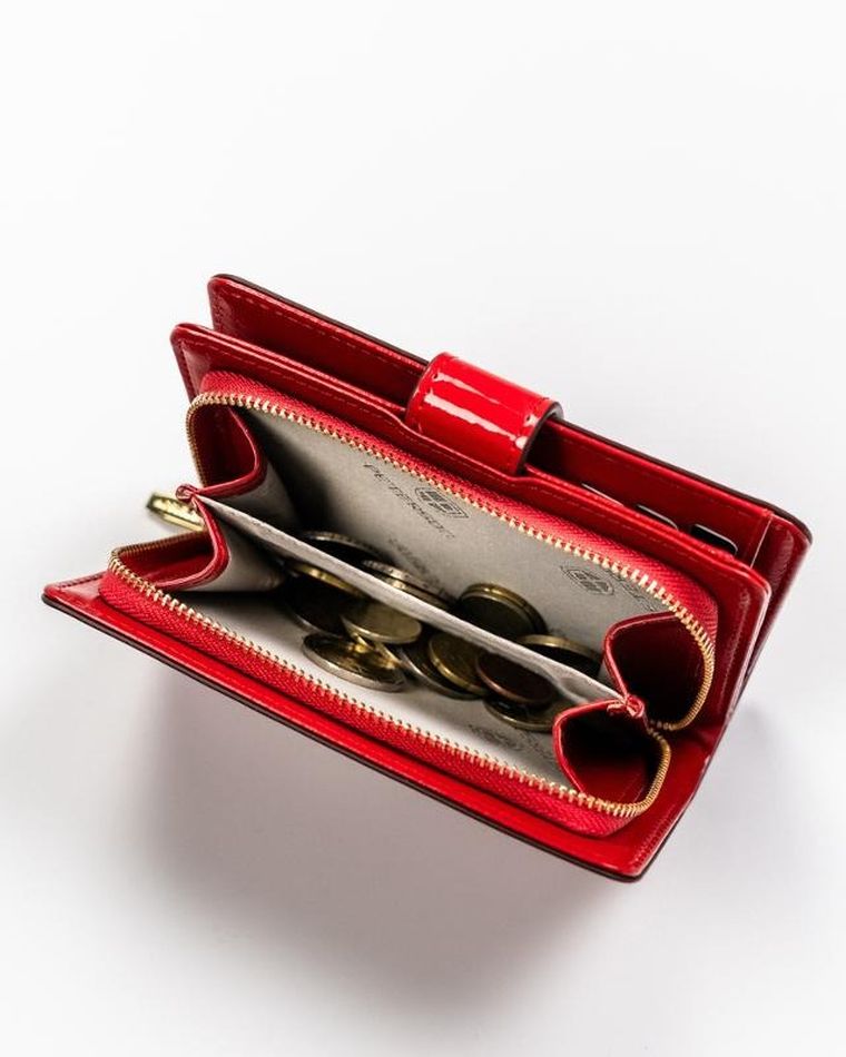 Portfel, czerwony, skóra ekologiczna, Peterson