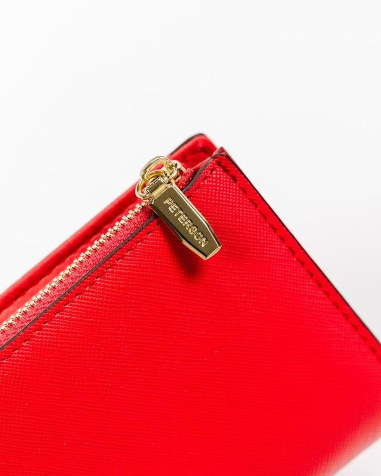 Portfel, czerwony, skóra ekologiczna, Peterson