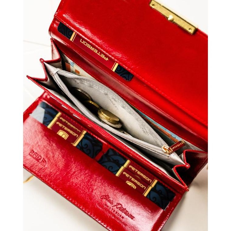 Portfel, czerwony, skóra ekologiczna, Peterson