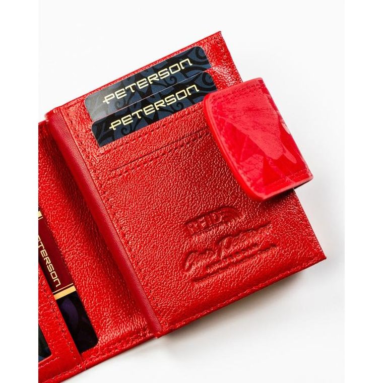 Portfel, czerwony, skóra ekologiczna, Peterson