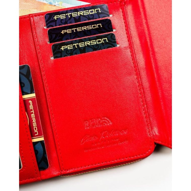 Portfel, czerwony, skóra ekologiczna, Peterson