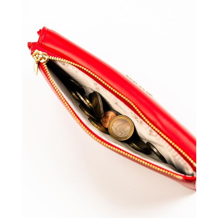 Portfel, czerwony, skóra ekologiczna, Peterson