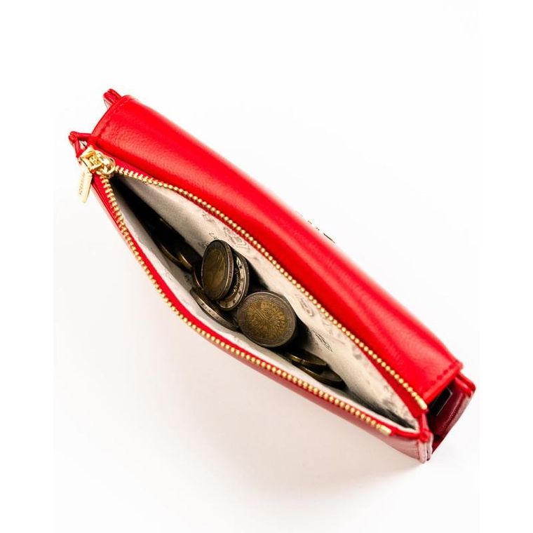 Portfel, czerwony, skóra ekologiczna, Peterson