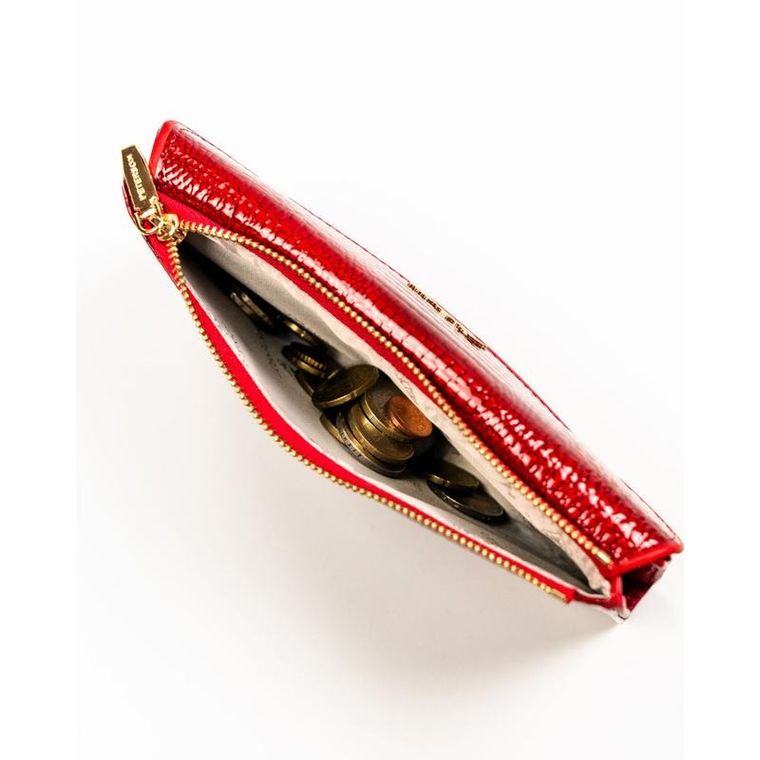 Portfel, czerwony, skóra ekologiczna, Peterson