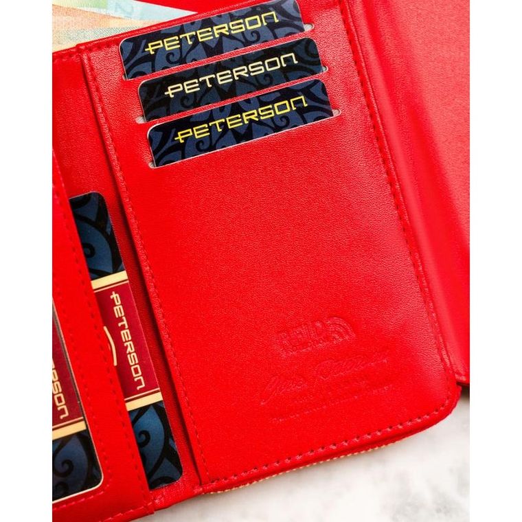 Portfel, czerwony, skóra ekologiczna, Peterson