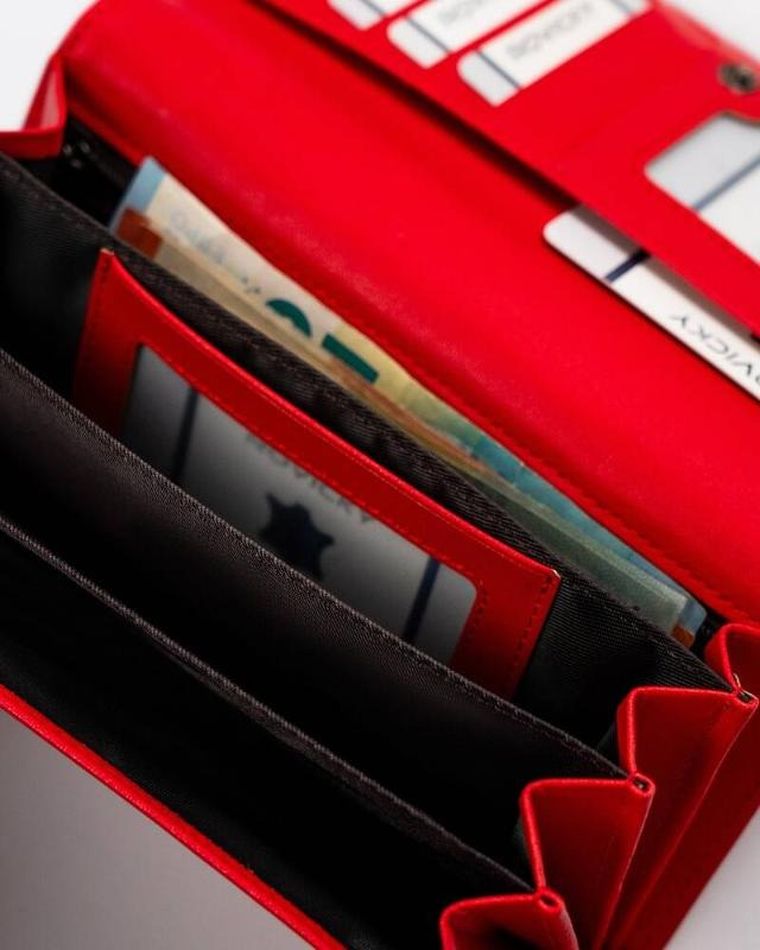 Portfel, czerwony, skóra ekologiczna, RFID, Cavaldi