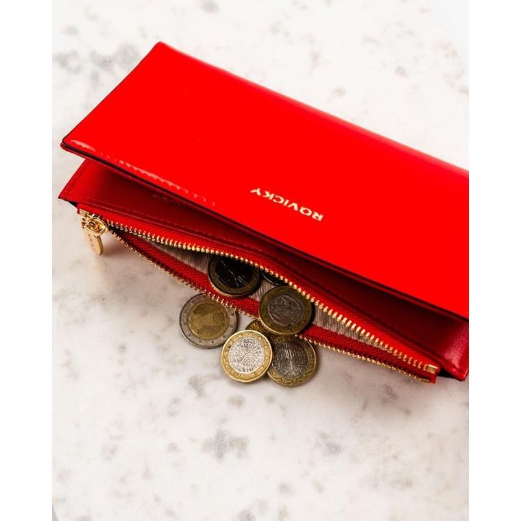 Portfel, czerwony, skóra ekologiczna, RFID, Rovicky