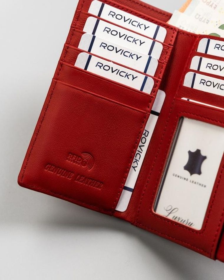 Portfel, czerwony, skóra ekologiczna, Rovicky