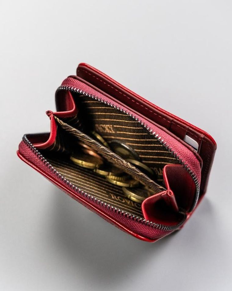 Portfel, czerwony, skóra ekologiczna, Rovicky