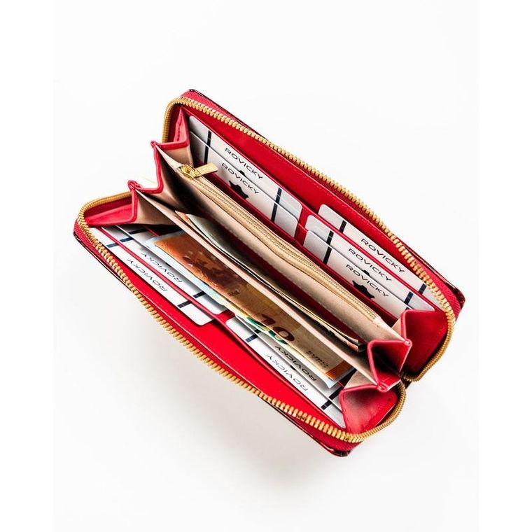 Portfel, czerwony, skóra ekologiczna, Rovicky