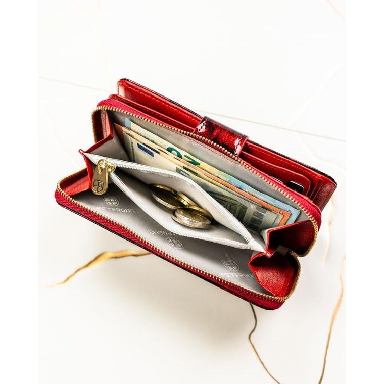 Portfel, czerwony, skóra naturalna i ekologiczna, Peterson