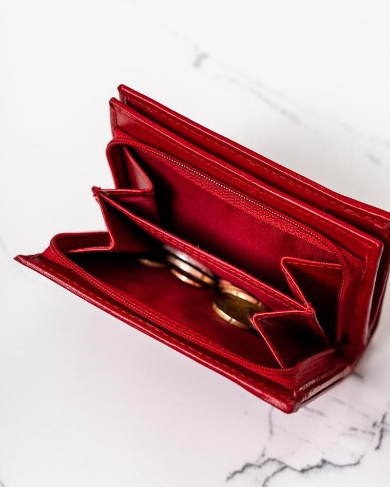 Portfel, czerwony, skórzany, Cavaldi