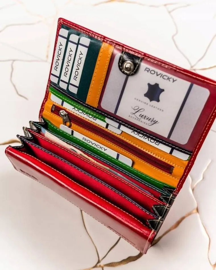 Portfel, czerwony, skórzany, Cavaldi