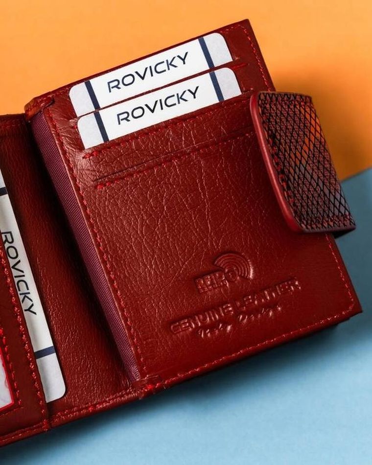 Portfel, czerwony, skórzany, Lorenti