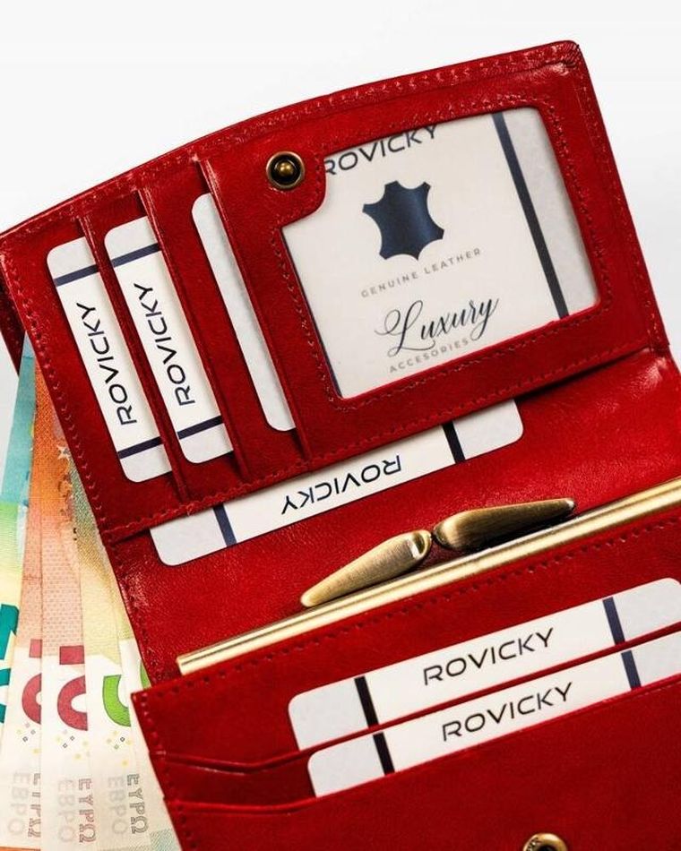 Portfel, czerwony, skórzany, Nicole