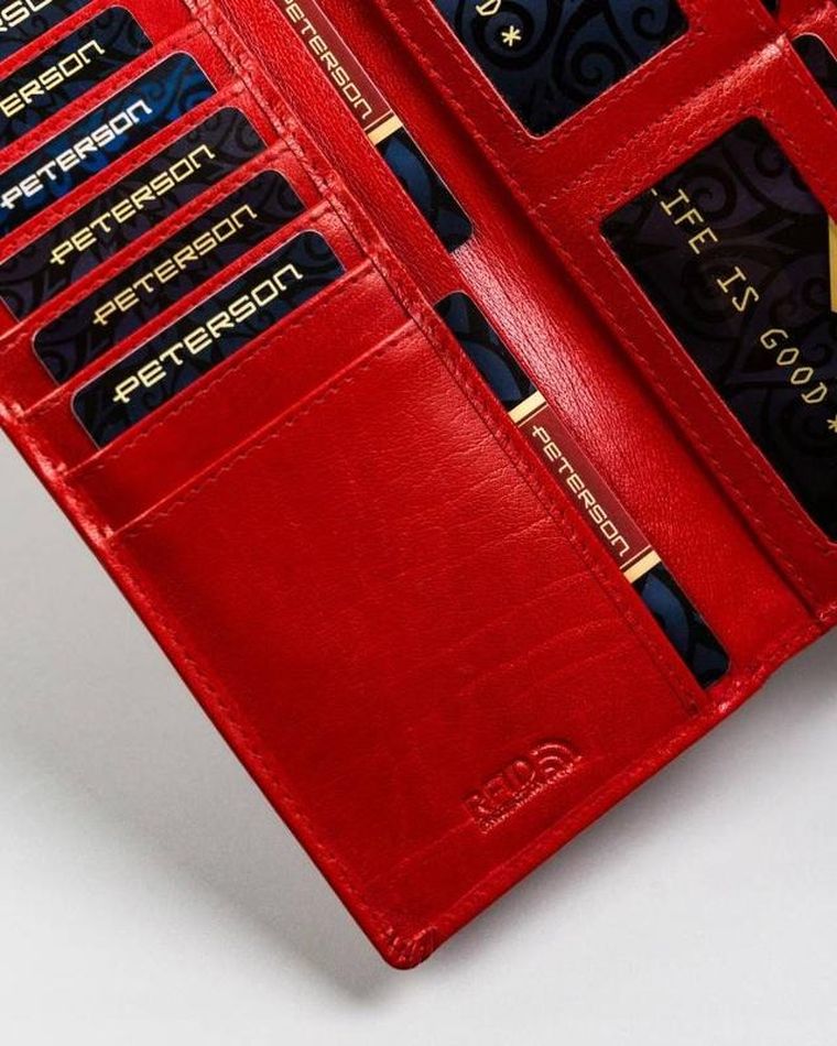 Portfel, czerwony, skórzany, Peterson
