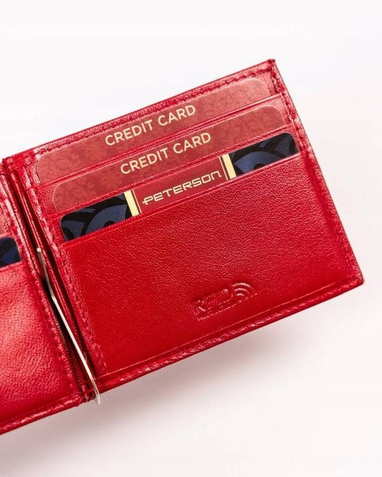Portfel, czerwony, skórzany, Peterson