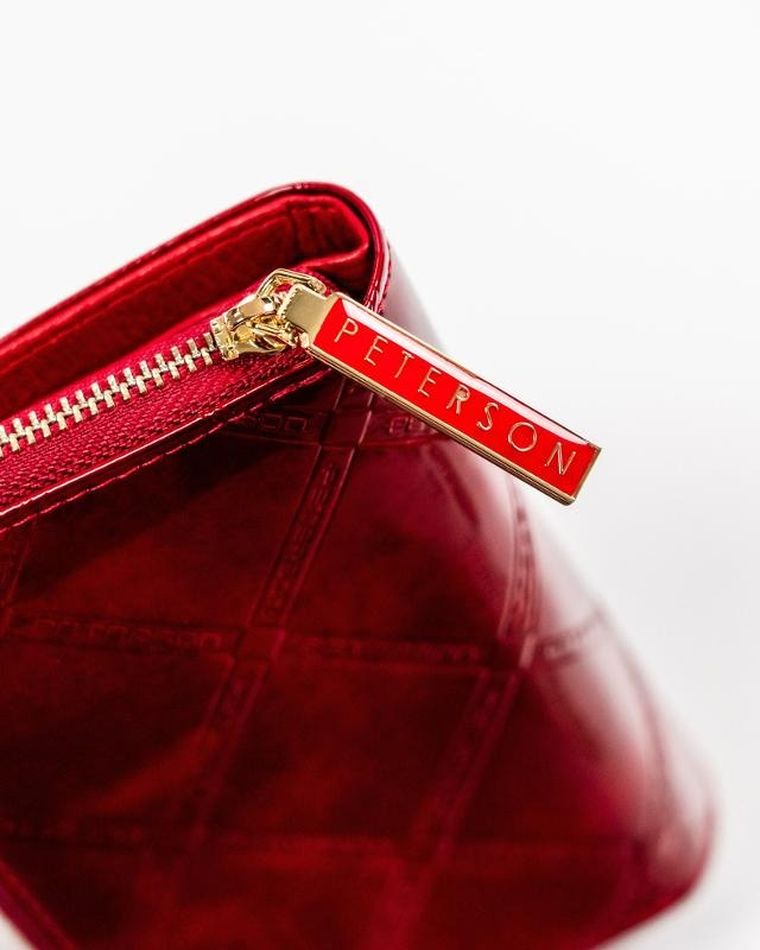 Portfel, czerwony, skórzany, Peterson