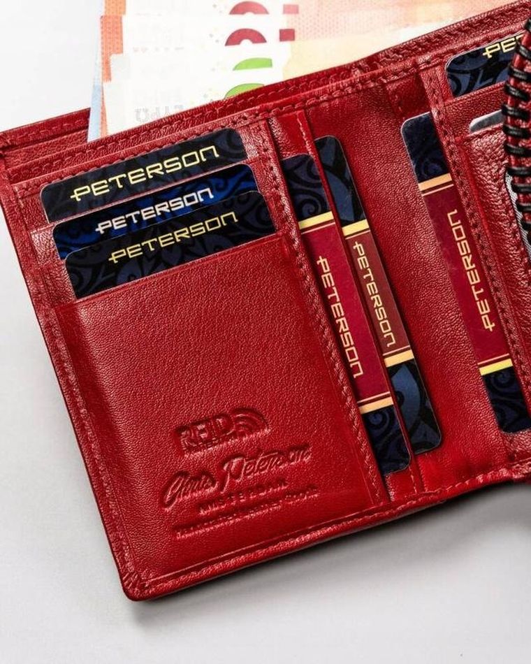 Portfel, czerwony, skórzany, Peterson