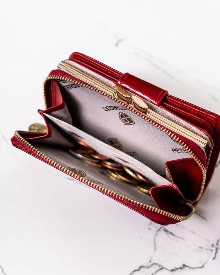 Portfel, czerwony, skórzany, Peterson