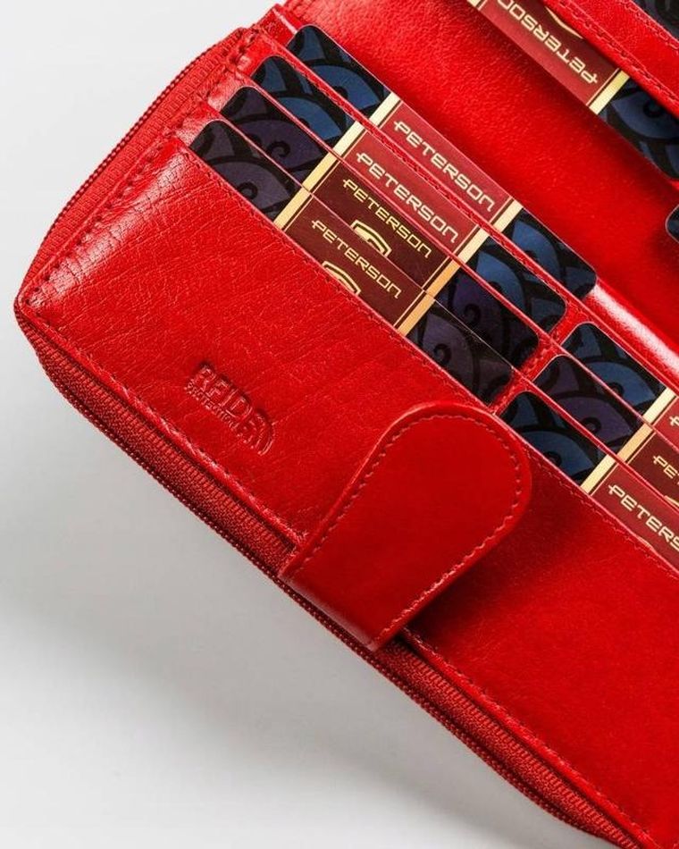 Portfel, czerwony skórzany, Peterson