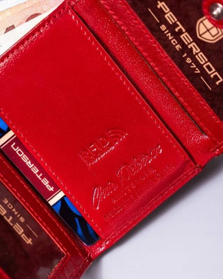 Portfel, czerwony, skórzany, Peterson