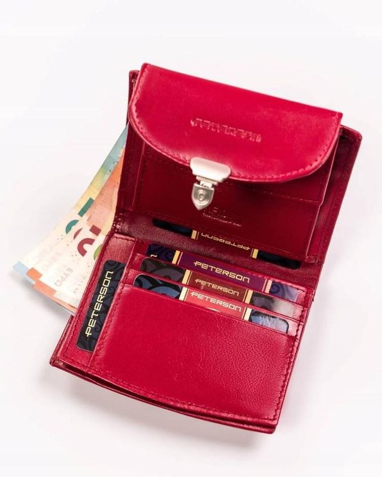 Portfel, czerwony, skórzany, Peterson