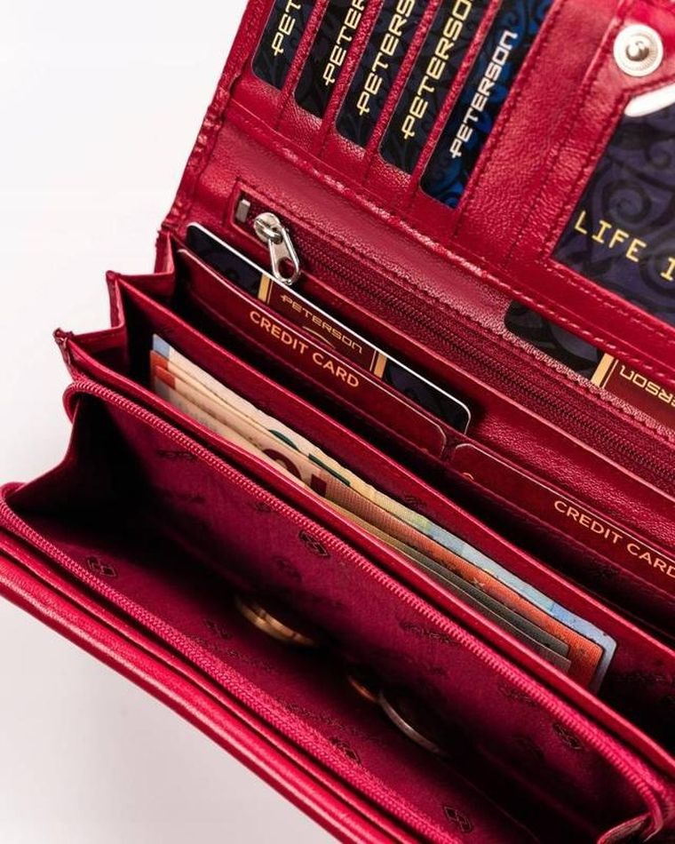 Portfel, czerwony, skórzany, Peterson