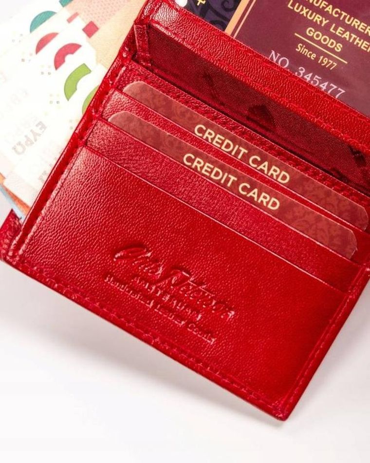 Portfel, czerwony, skórzany, Peterson