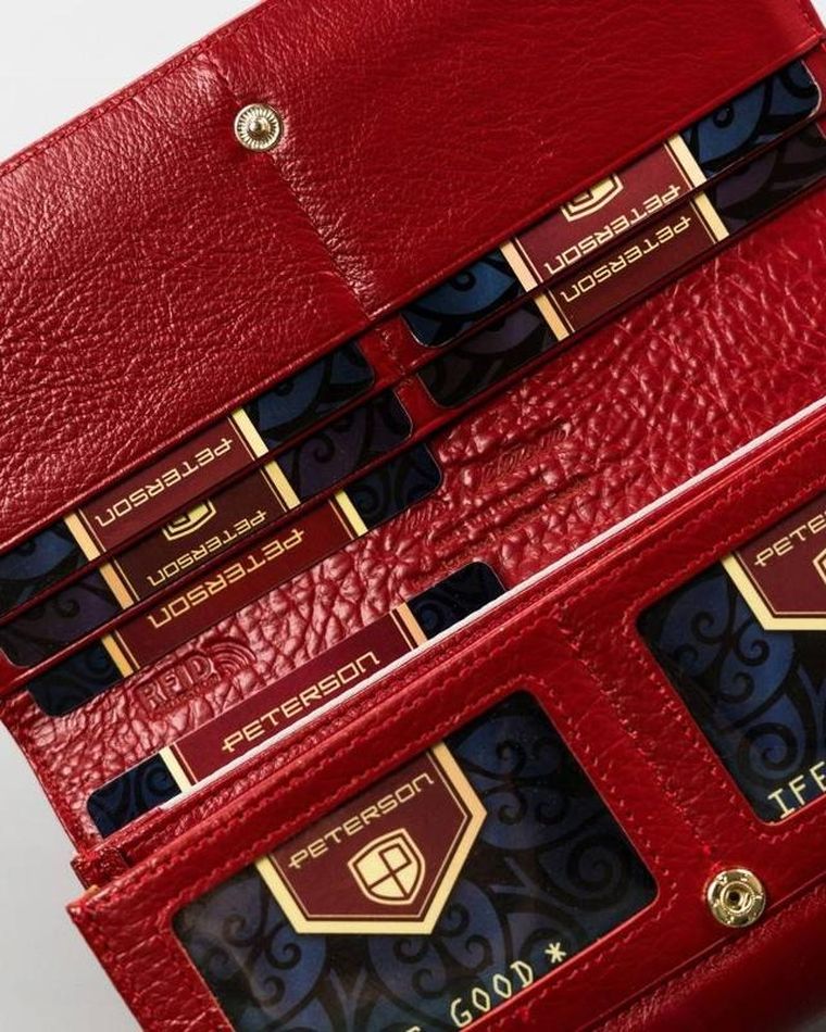 Portfel, czerwony, skórzany, Peterson