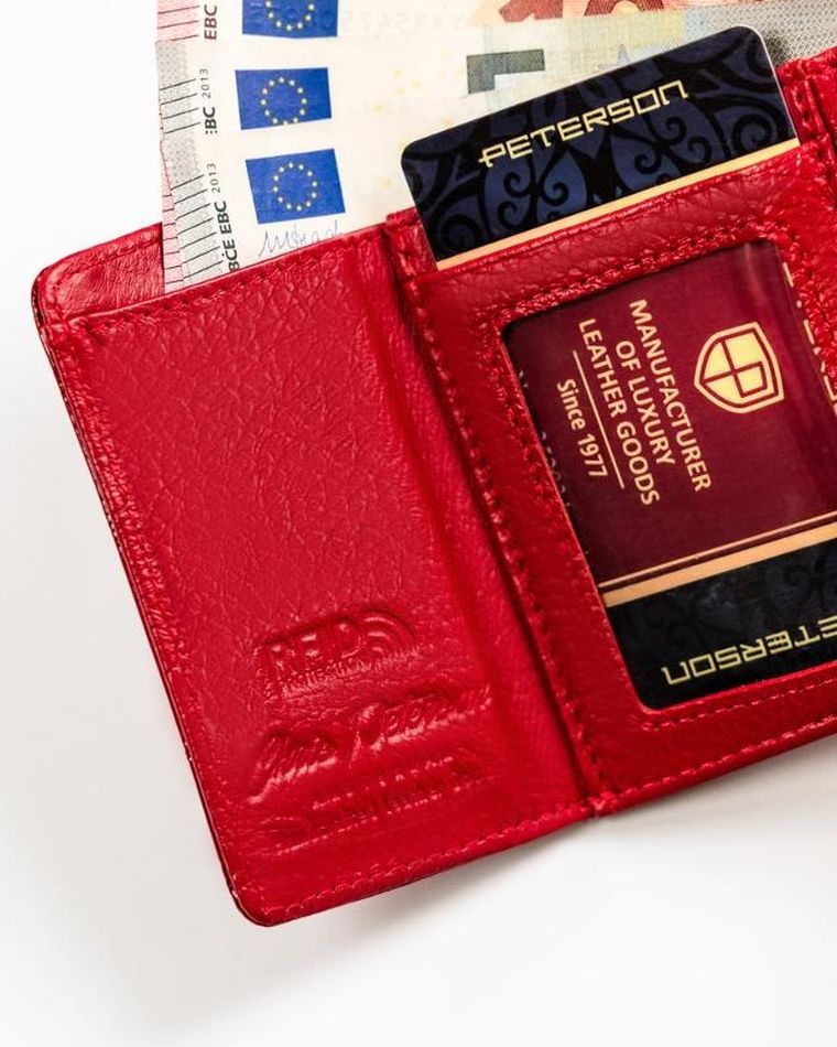 Portfel, czerwony, skórzany, Peterson