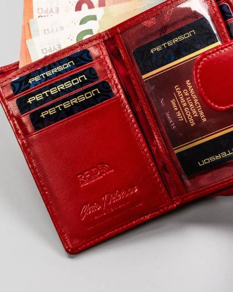 Portfel, czerwony, skórzany, Peterson