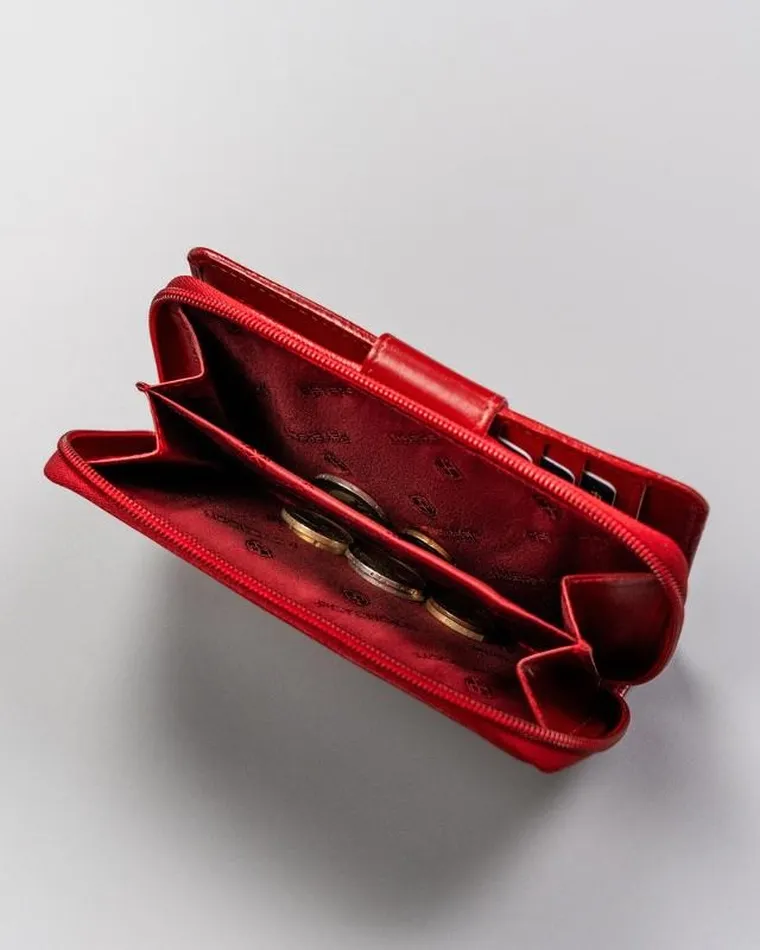 Portfel, czerwony, skórzany, Peterson