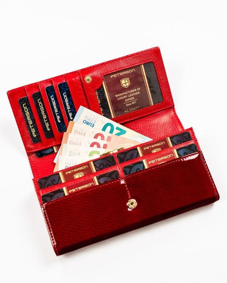 Portfel, czerwony, skórzany, Peterson