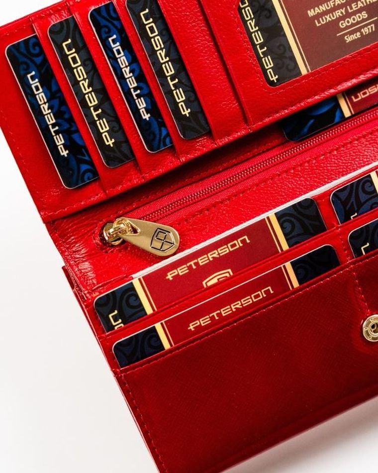 Portfel, czerwony, skórzany, Peterson