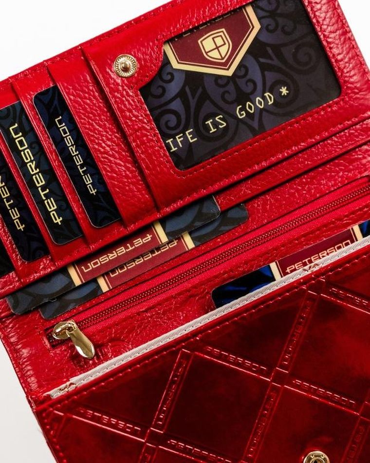 Portfel, czerwony, skórzany, Peterson