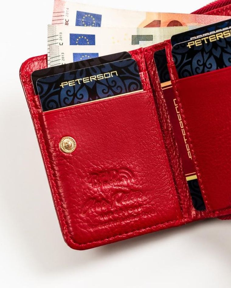 Portfel, czerwony, skórzany, Peterson