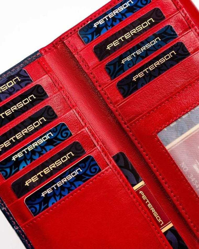 Portfel, czerwony, skórzany, Peterson