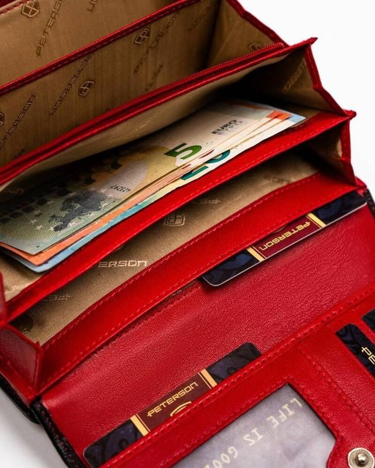 Portfel, czerwony, skórzany, Peterson