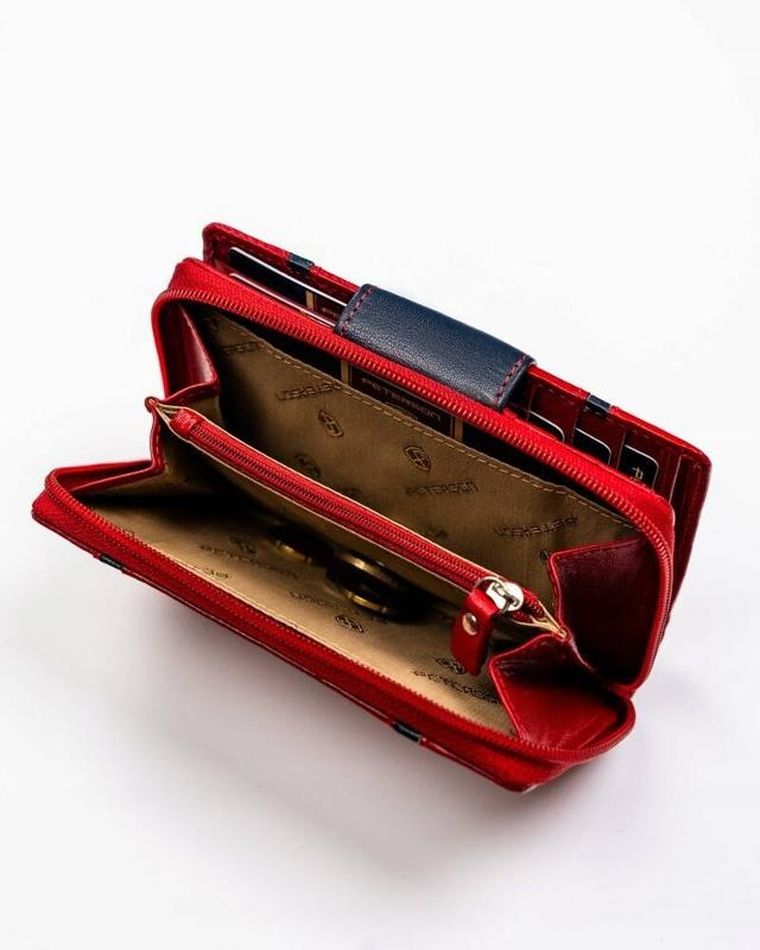 Portfel, czerwony, skórzany, Peterson