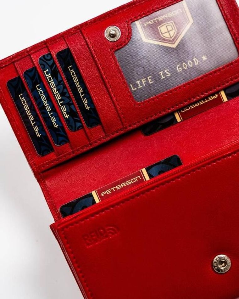 Portfel, czerwony, skórzany, Peterson