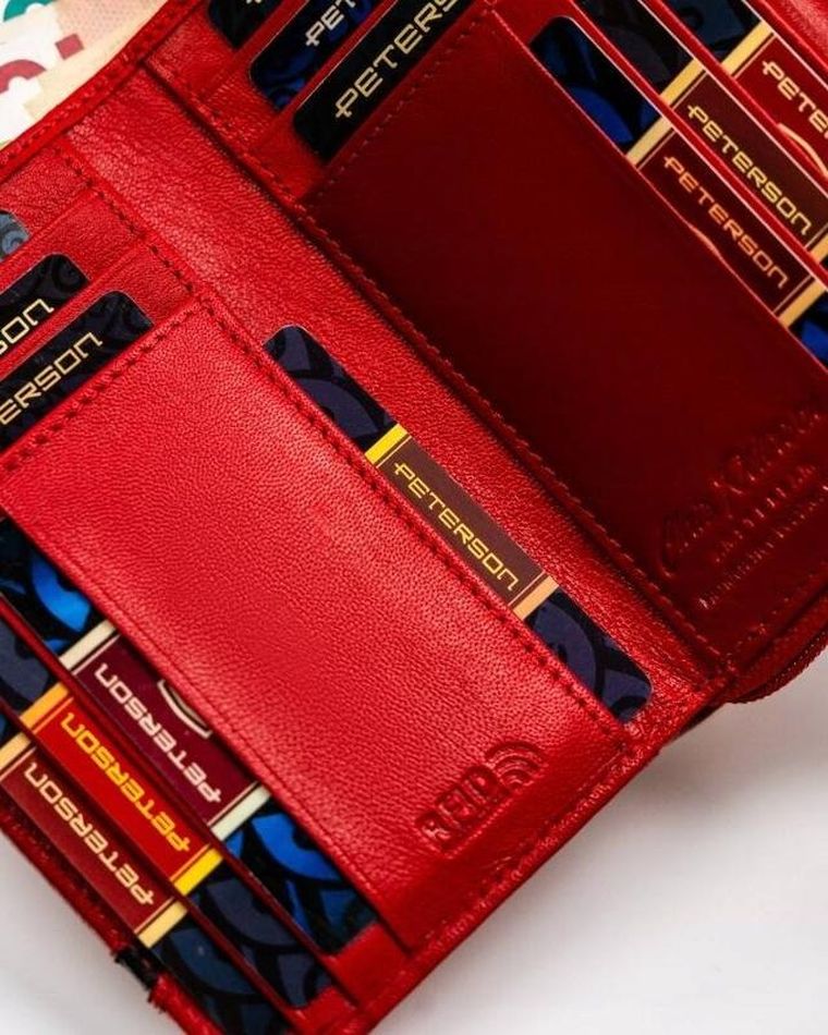 Portfel, czerwony, skórzany, Peterson