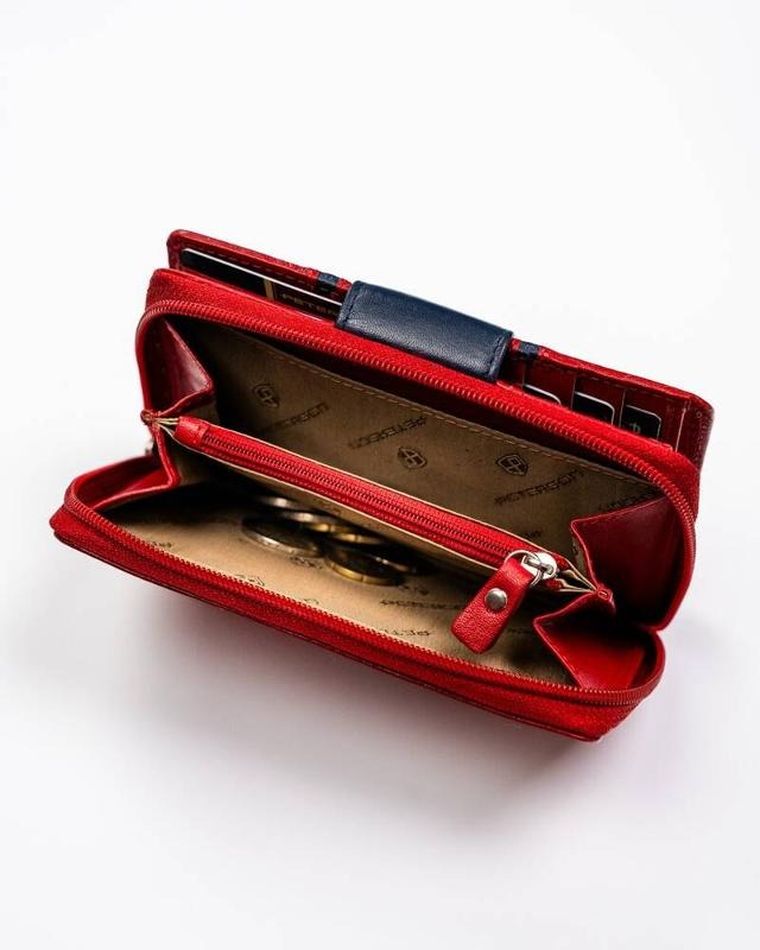 Portfel, czerwony, skórzany, Peterson