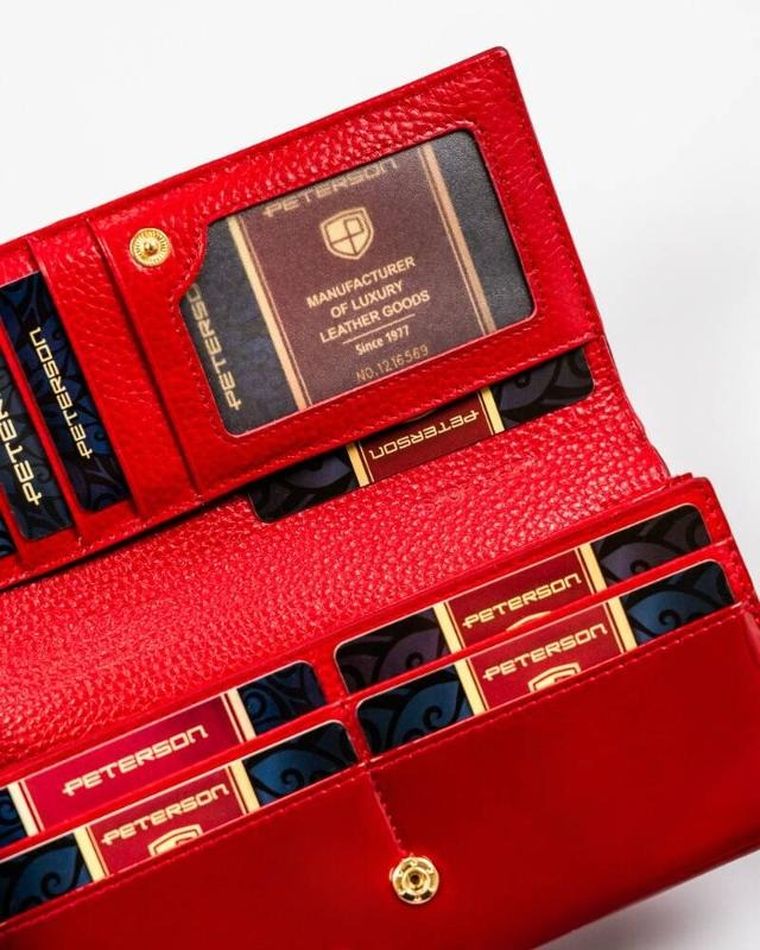 Portfel, czerwony, skórzany, Peterson