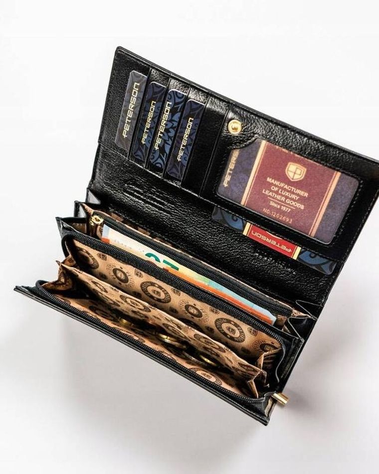 Portfel, czerwony, skórzany, Peterson