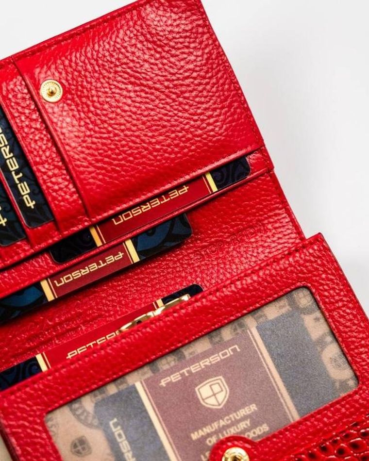 Portfel, czerwony, skórzany, Peterson
