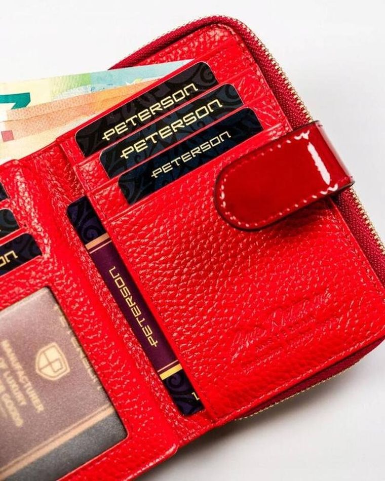 Portfel, czerwony, skórzany, Peterson