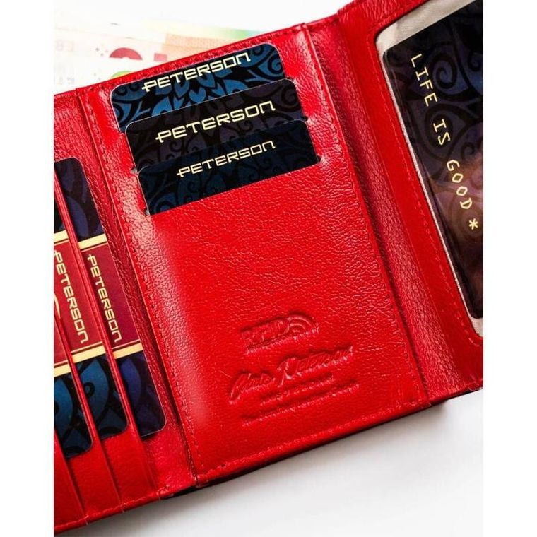 Portfel, czerwony, skórzany, Peterson