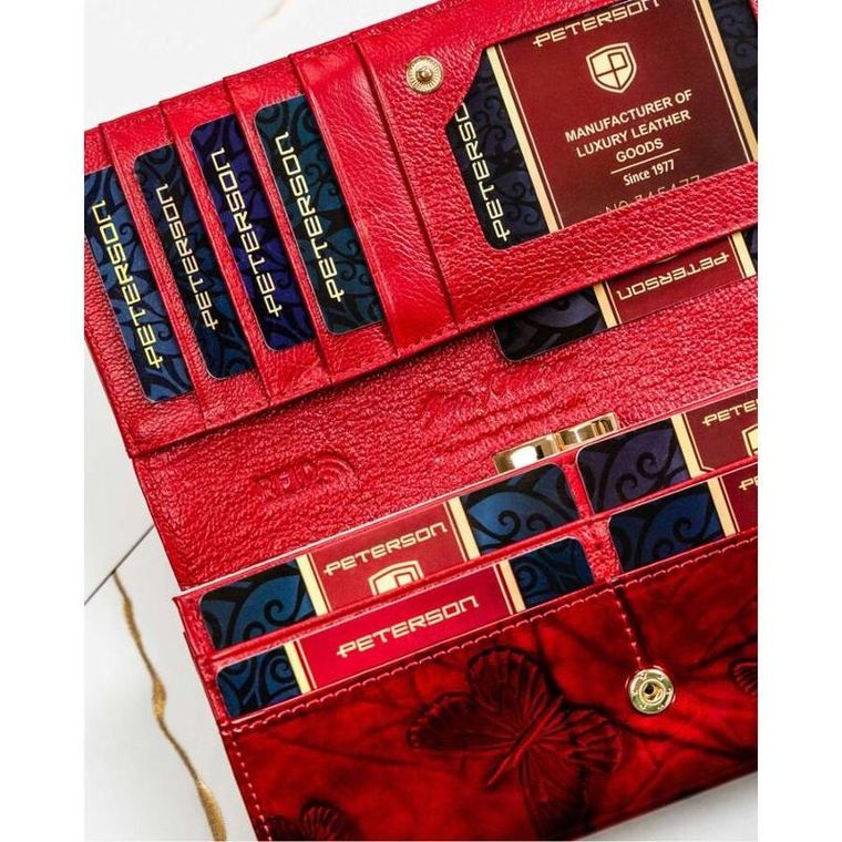 Portfel, czerwony, skórzany, Peterson