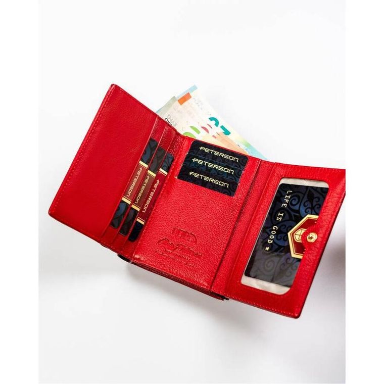 Portfel, czerwony, skórzany, Peterson